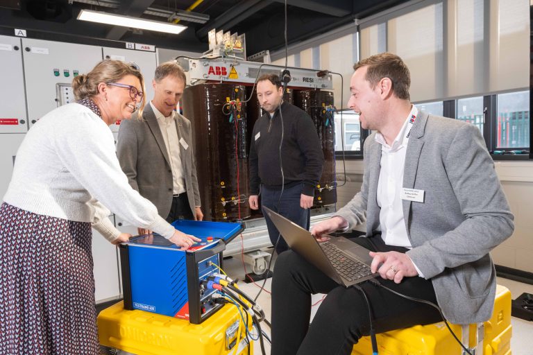 Judy Rea (MTU), Dr. Martin Hill (Head of Department, Electrical and Electronic Engineering, MTU), Tom Neally (MTU), and Ashley Griffin (Training and Applications Engineer, OMICRON) at the PowerGRID 2025 Conference at Munster Technological University (MTU), Bishopstown Campus, Cork, on January 9, 2025. The conference addresses the challenge of upgrading the electricity grid to meet climate change objectives with renewable energy integration and increasing electrical loads due to the sustainable electrification of transport and heating.

Photo: Joleen Cronin
